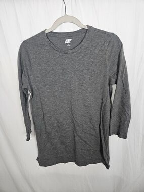 Lands' End Gray Heather Crewneck Long Sleeve Tee